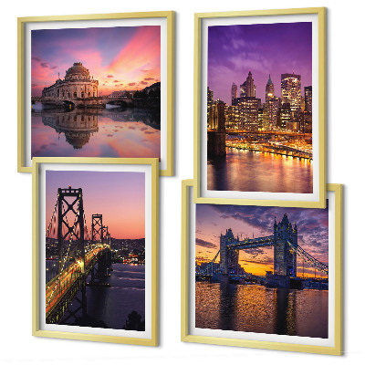 Mur de tableaux Ponts, soleil, vues sur la ville
