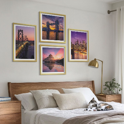 Mur de tableaux Ponts, soleil, vues sur la ville
