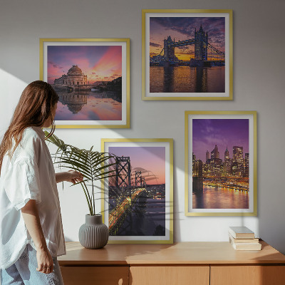Mur de tableaux Ponts, soleil, vues sur la ville