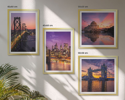 Mur de tableaux Ponts, soleil, vues sur la ville