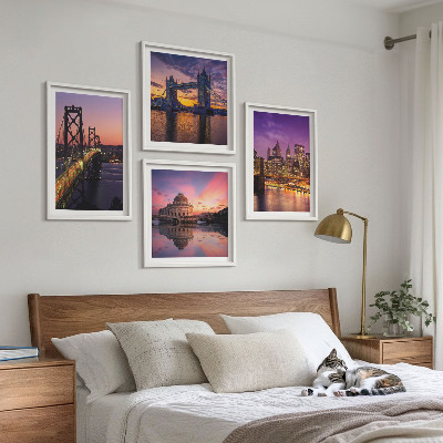 Mur de tableaux Ponts, soleil, vues sur la ville