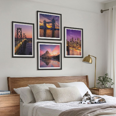 Mur de tableaux Ponts, soleil, vues sur la ville