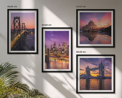 Mur de tableaux Ponts, soleil, vues sur la ville