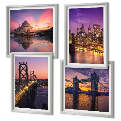 Mur de tableaux Ponts, soleil, vues sur la ville