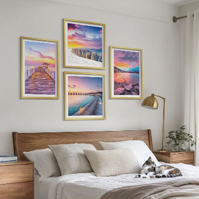 Ensemble de 4 tableaux Paysage hivernal de la montagne de la jetée