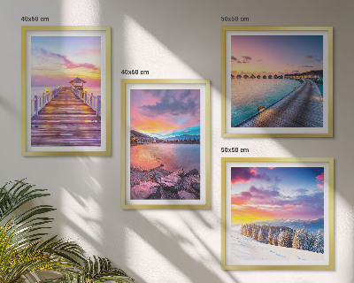 Ensemble de 4 tableaux Paysage hivernal de la montagne de la jetée
