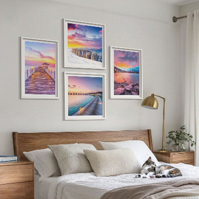 Ensemble de 4 tableaux Paysage hivernal de la montagne de la jetée