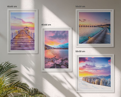Ensemble de 4 tableaux Paysage hivernal de la montagne de la jetée