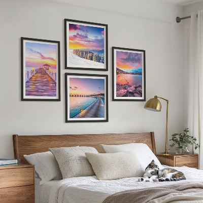 Ensemble de 4 tableaux Paysage hivernal de la montagne de la jetée