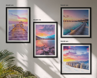 Ensemble de 4 tableaux Paysage hivernal de la montagne de la jetée