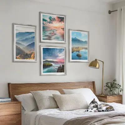 Mur de tableaux paysages de montagne et cascades