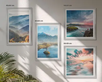 Mur de tableaux paysages de montagne et cascades