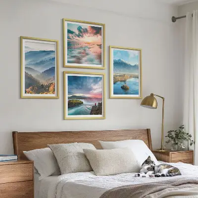 Mur de tableaux paysages de montagne et cascades