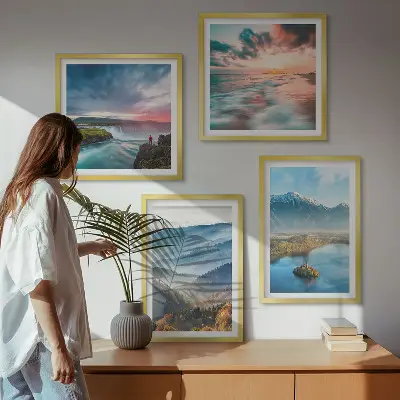 Mur de tableaux paysages de montagne et cascades