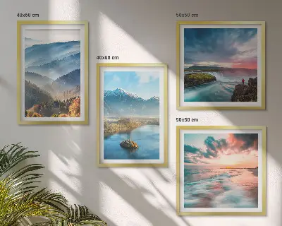 Mur de tableaux paysages de montagne et cascades