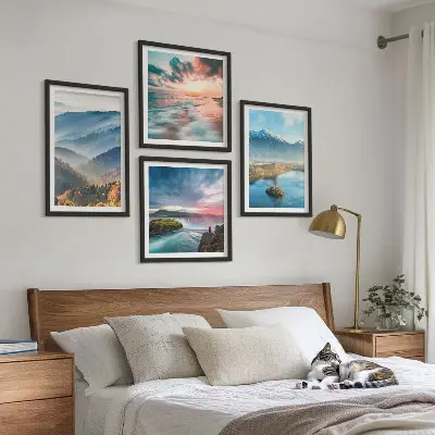 Mur de tableaux paysages de montagne et cascades