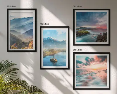 Mur de tableaux paysages de montagne et cascades