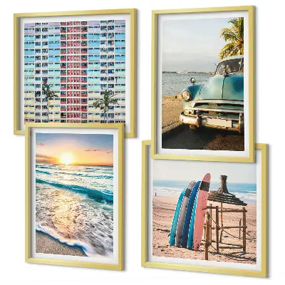 Couchers de soleil à Miami ensemble de 4 tableaux