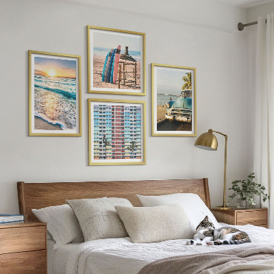 Ensemble de 4 tableaux Couchers de soleil à miami