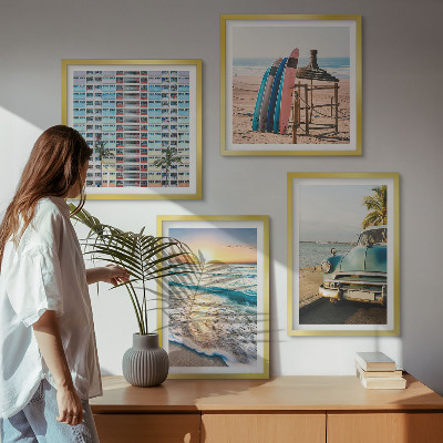 Ensemble de 4 tableaux Couchers de soleil à miami