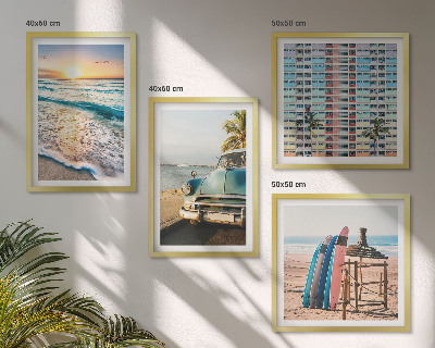 Ensemble de 4 tableaux Couchers de soleil à miami