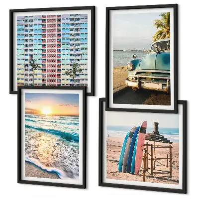 Couchers de soleil à Miami ensemble de 4 tableaux