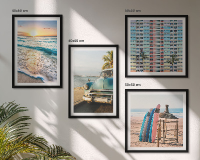 Ensemble de 4 tableaux Couchers de soleil à miami
