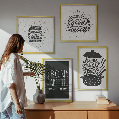 Mur de tableaux Graphiques, alimentation, slogans culinaires