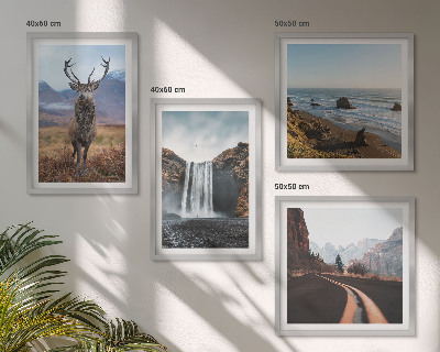 Polyptyque z cadres Paysages de montagne, cascades, cerfs, plages