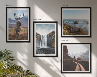 Polyptyque z cadres Paysages de montagne, cascades, cerfs, plages