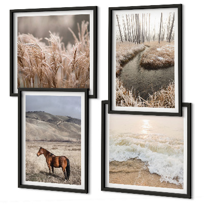 Mur de tableaux Chevaux paysage forêt d'herbes marines