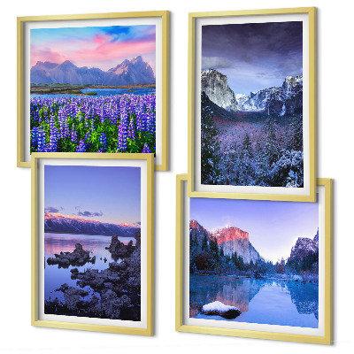 Polyptyque z cadres Paysages de montagne, eau, champ de fleurs