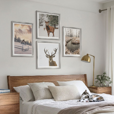 Mur de tableaux Paysage d'hiver avec cerfs