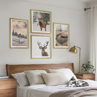 Mur de tableaux Paysage d'hiver avec cerfs
