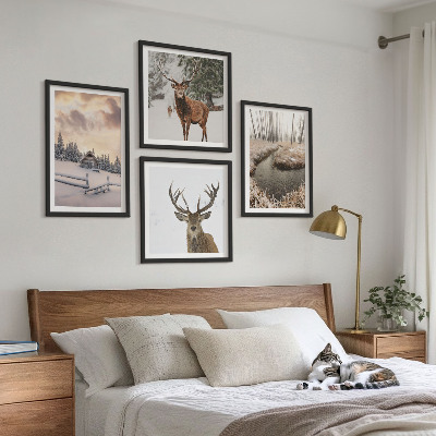 Mur de tableaux Paysage d'hiver avec cerfs