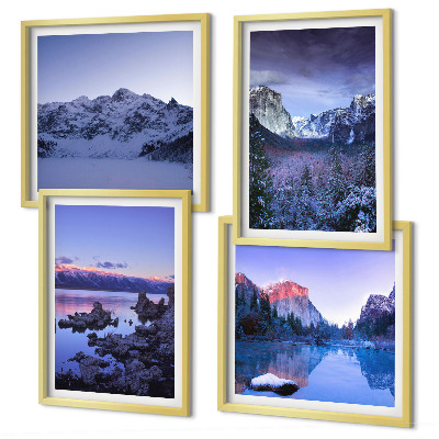 Mur de tableaux Paysages de montagne, coucher de soleil, eau