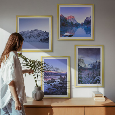 Mur de tableaux Paysages de montagne, coucher de soleil, eau