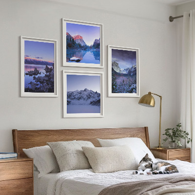 Mur de tableaux Paysages de montagne, coucher de soleil, eau