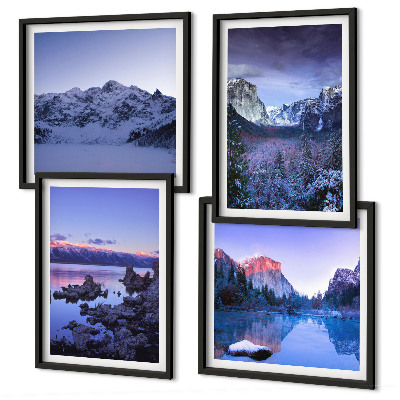 Mur de tableaux Paysages de montagne, coucher de soleil, eau