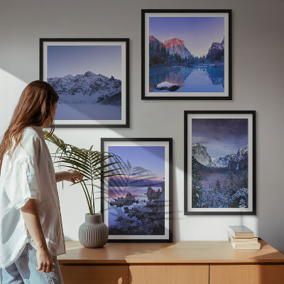 Mur de tableaux Paysages de montagne, coucher de soleil, eau