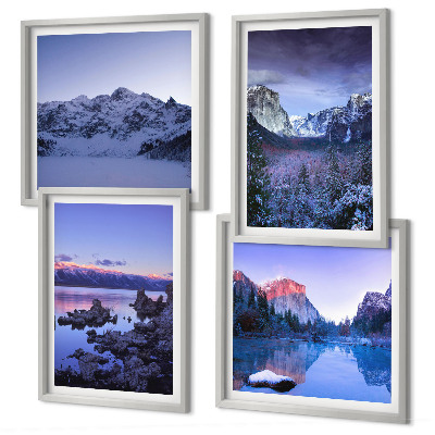 Mur de tableaux Paysages de montagne, coucher de soleil, eau