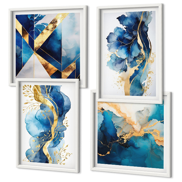 Mur de tableaux Motifs abstraits bleus