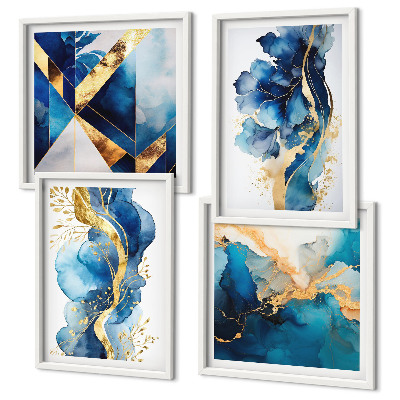 Mur de tableaux Motifs abstraits bleus