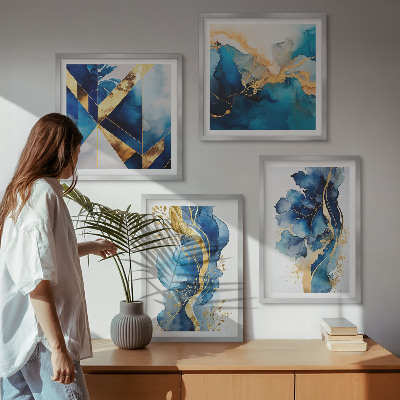 Mur de tableaux Motifs abstraits bleus