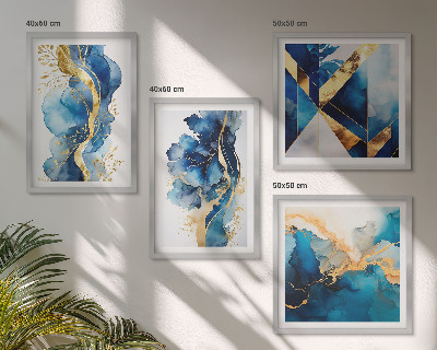 Mur de tableaux Motifs abstraits bleus