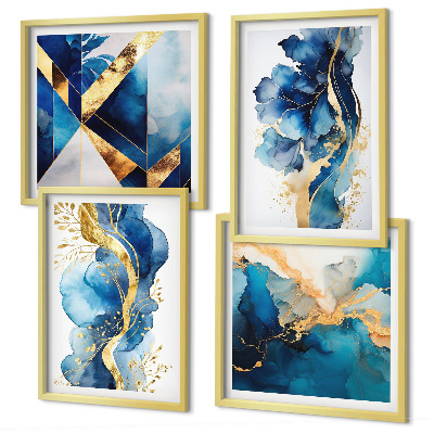 Mur de tableaux Motifs abstraits bleus