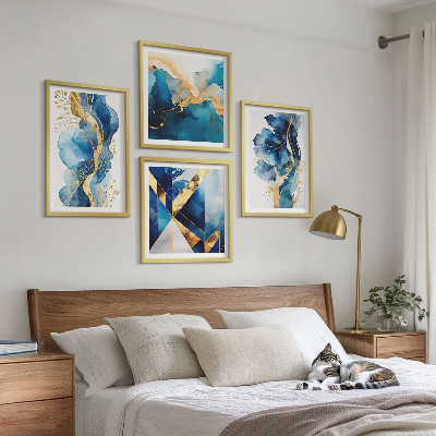 Mur de tableaux Motifs abstraits bleus