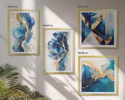 Mur de tableaux Motifs abstraits bleus
