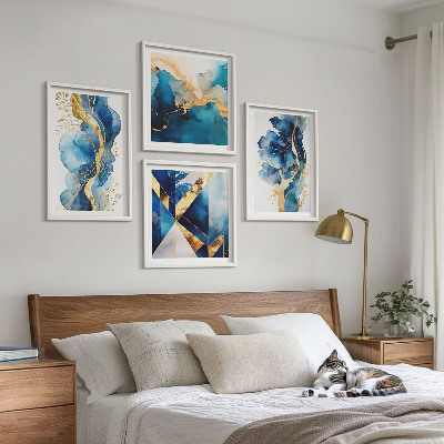 Mur de tableaux Motifs abstraits bleus