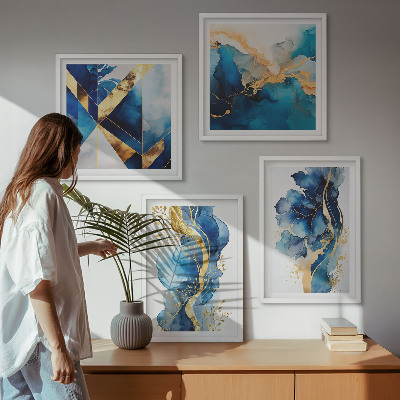 Mur de tableaux Motifs abstraits bleus
